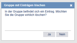 Popup zur Bestätigung des Löschens einer Gruppe