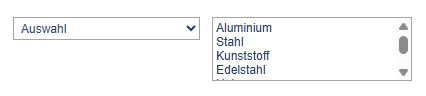 Auswahlfeld mit mehreren Auswahloptionen