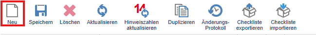 Schaltfläche „Neu“ in der Checklisten-Ansicht