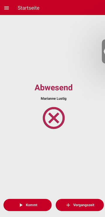 Startseite mit Status Abwesend