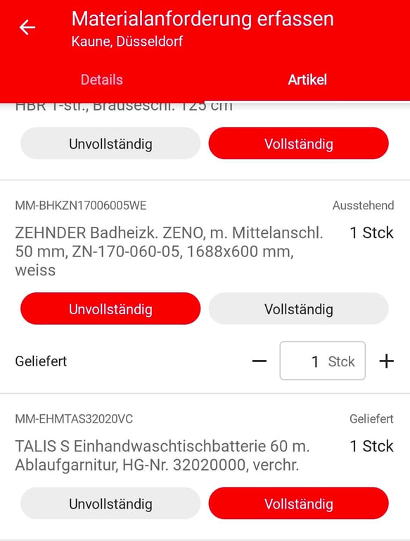 Rückmeldung in der App