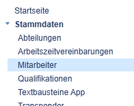 Seitenmenü: Stammdaten > Mitarbeiter