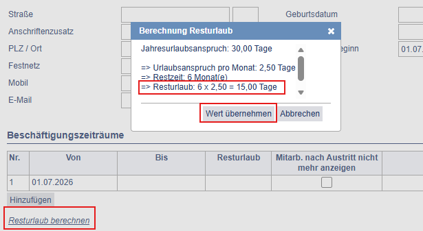 Resturlaub berechnen