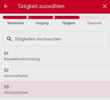 Ansicht des Statusindikators