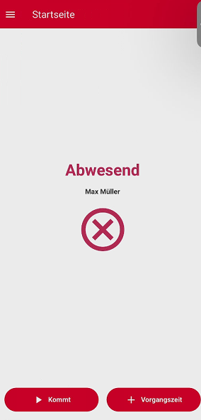 Startseite mit Status Abwesend