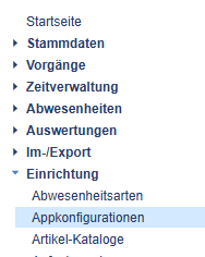Navigation zur Appkonfiguration