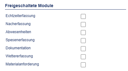 Freigeschaltete Module