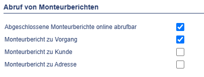 Abruf Monteurbericht