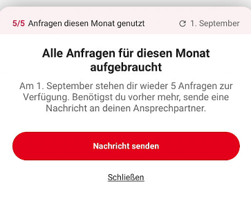 Meldung aufgebrauchte Free-Berichte