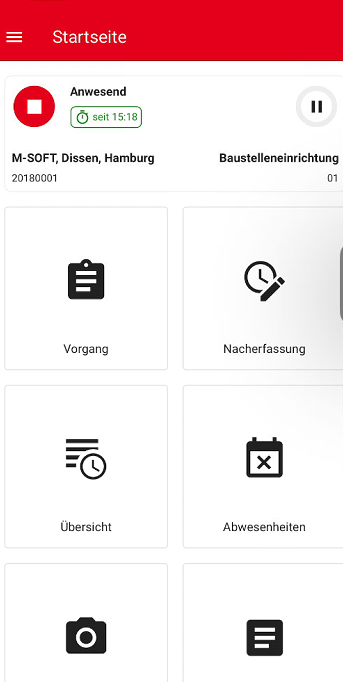 Pause oder Beenden auf Startseite