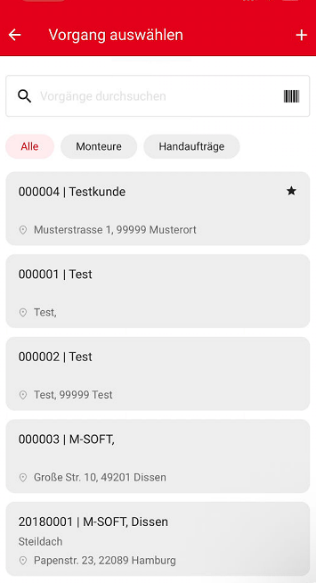 Vorgang auswählen