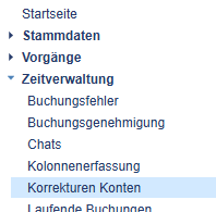 Menü Korrektur Konten