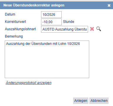 Beispiel: Auszahlung Überstunden
