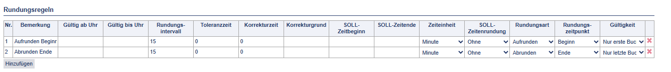 Rundung für erste und letzte Buchung